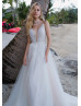 Spaghetti Straps Ivory Lace Tulle Sexy Wedding Dress